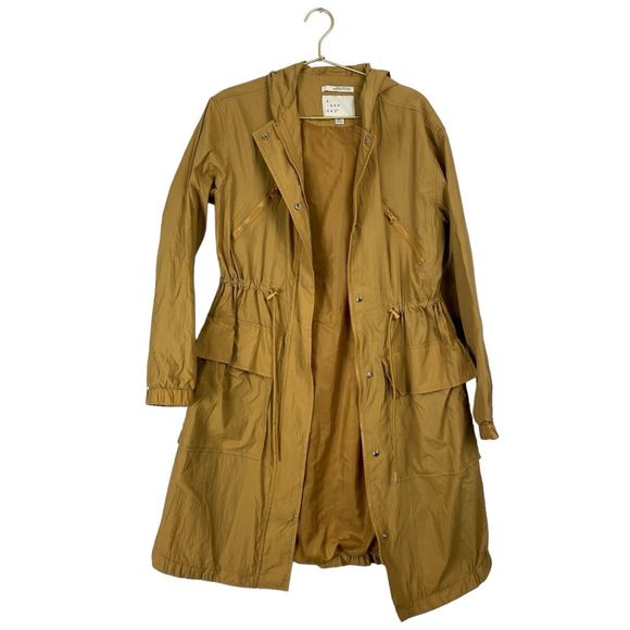 A New Day Rain Coat Womens X-Small Hooded Water-Resistant Pockets Gold‎ TA422 - Picture 2 of 6